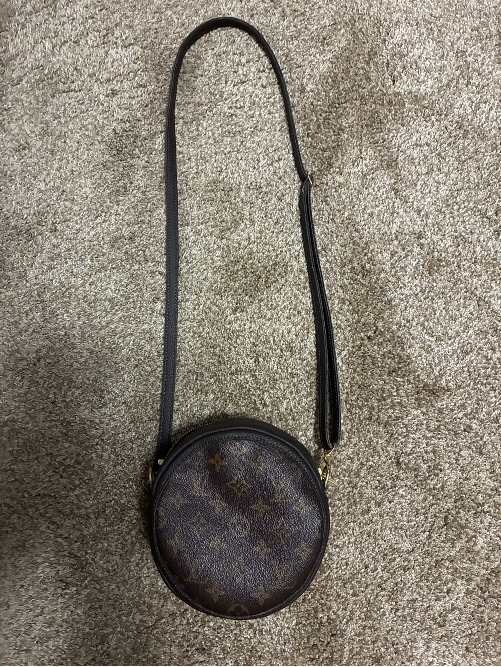 Vintage Boho Classic Monogram Round Crossbody Bag in Brown